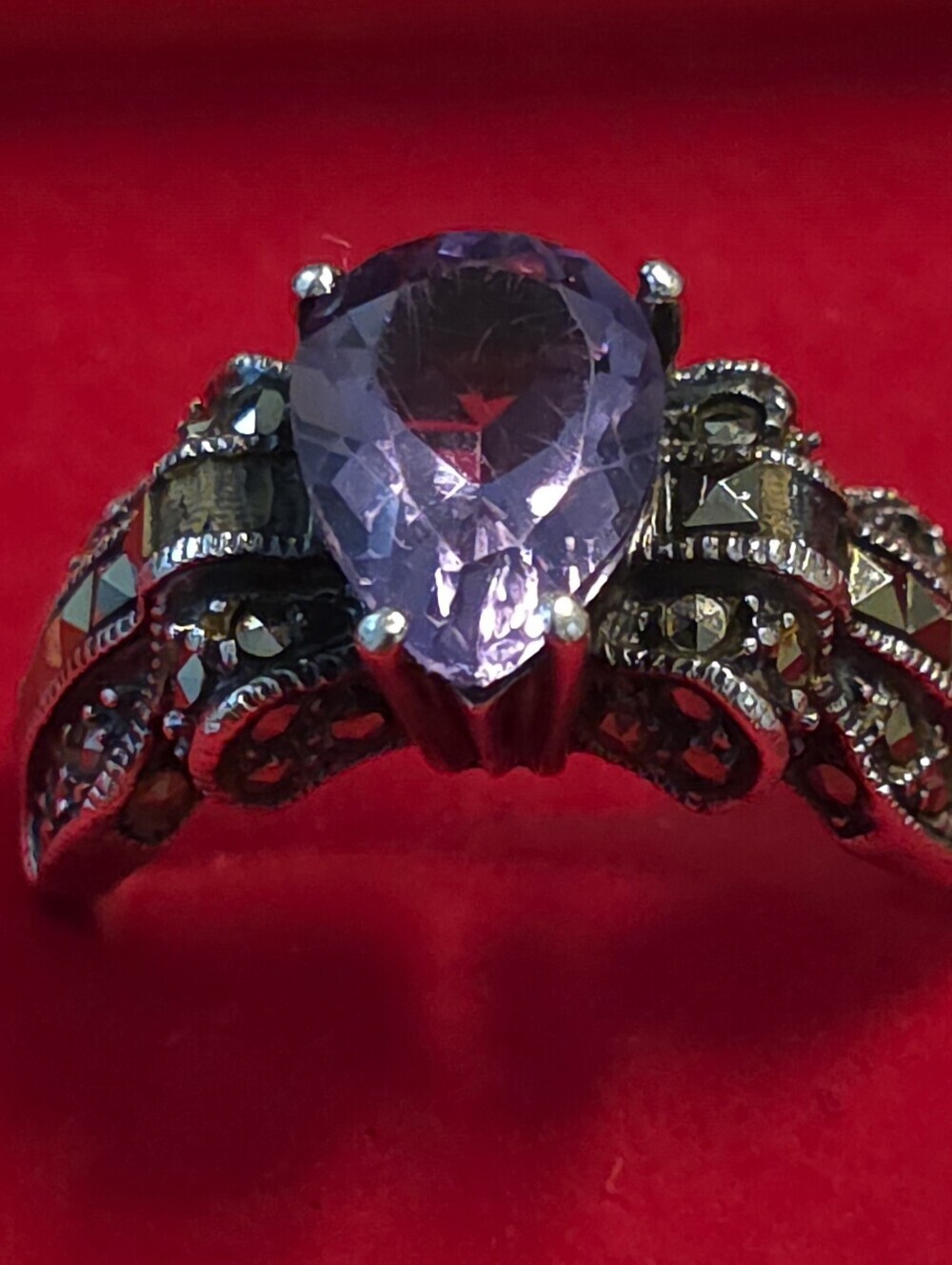 JUDITH JACK STERLING SILVER 925 MARCASITE DESIGNER RING 8.25 Gr  SIZE 10 - Picture 3 of 7